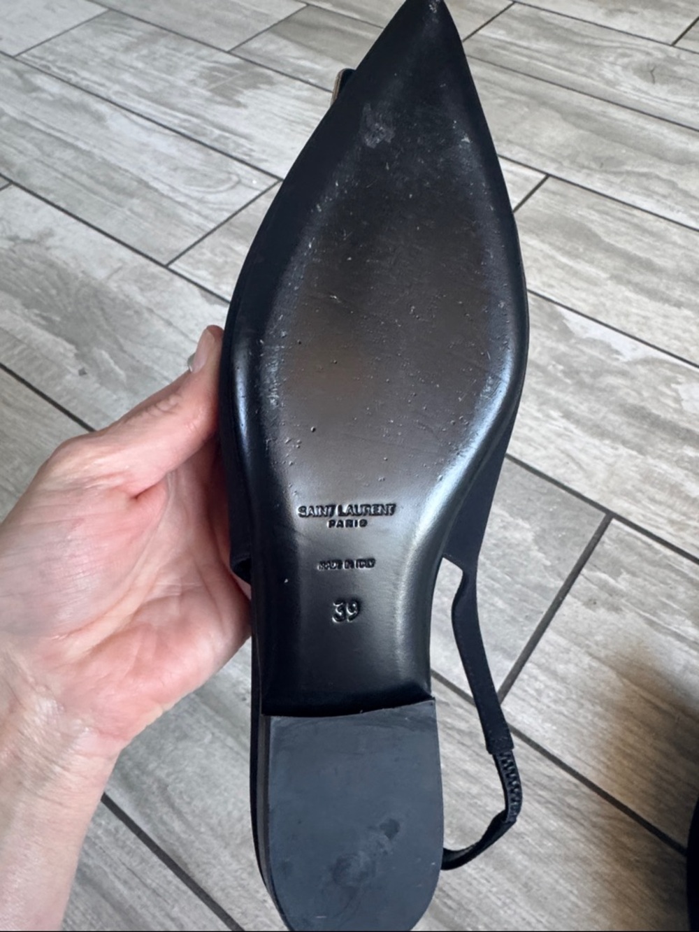 Saint Laurent Black Slingback Flats with Buckle - Picture 3 of 4